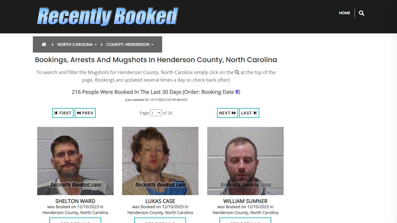 Bookings, Arrests and Mugshots in Henderson County, North Carolina